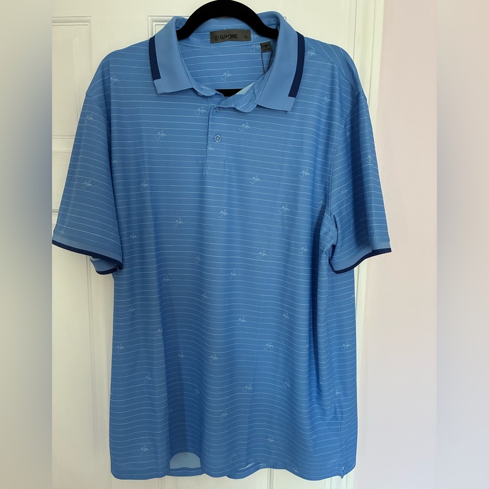 G/FORE Light Blue Polo Shirt with Subtle Stripes